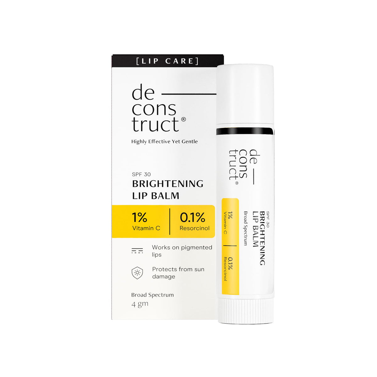 Deconstruct Brightening Lip Balm with SPF 30 | For Dark, Pigmented, Dry, Flaky Lips | Brightens Pigmented Lips | Vitamin C for Dark Lips | SPF 30 for Sun Damage and Discoloration | Unisex (4 gm)