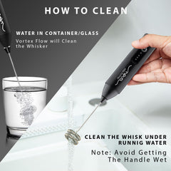 Nova Milk Frother Rechargable Coffee Frother Milk & Beater for Cold Latte 2In1 Handheld Battery-Powered Blender and Egg Whisker | Free Frothy Recipe E-Book (Whisker), Black