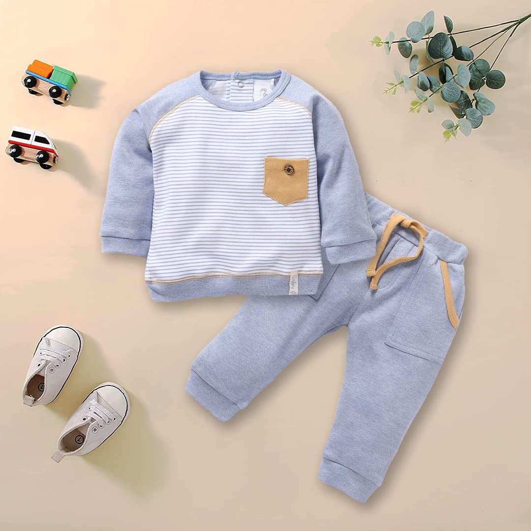 BABY GO Full Sleeve Cotton Baby Dress Regular T shirts Pant with Set (3-6M)