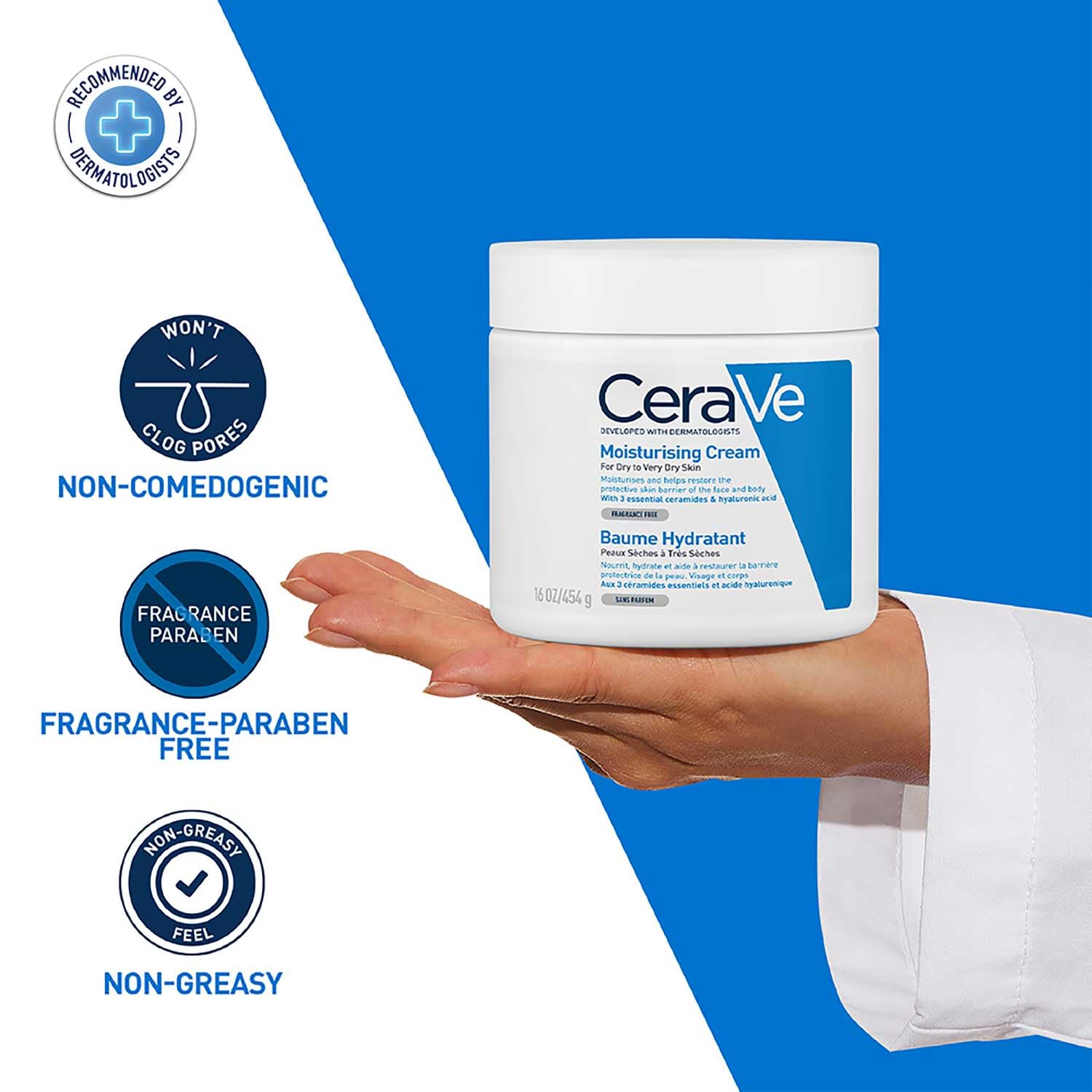 CeraVe Moisturizing Cream For Dry To Very Dry Skin (454g) - Formulated with 3 Essential Ceramides And Hyaluronic Acid | Non-Comedogenic Moisturizer - Luxury Beauty from CeraVe - Shop in Sri Lanka at Arcade.lk