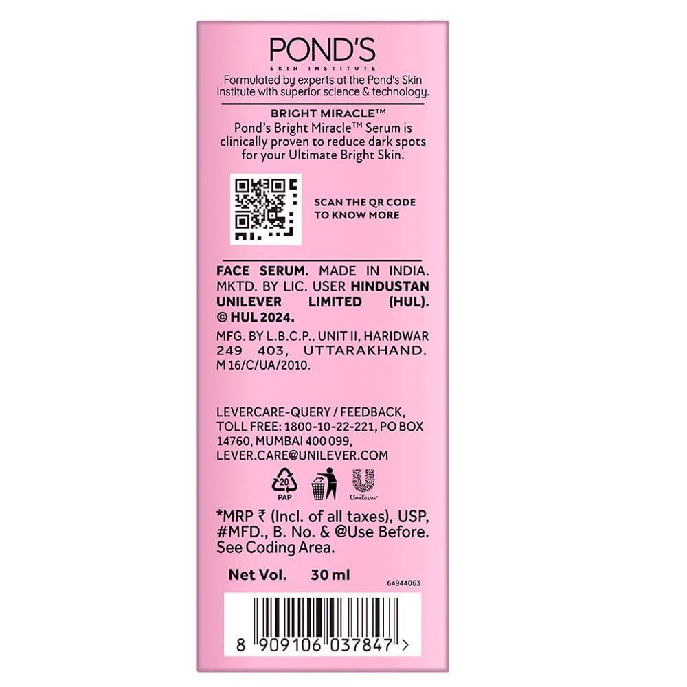 Pond's Bright Beauty Spot-less Glow Serum | Infused with Hyaluronic Acid|| Vitamin B3 | Gluta-Boost-C | 30ml