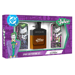Involve Your Senses - The Joker Car Perfume Spray with 3 Hanging Cards | DC OFFICIAL MERCHANDISE from Warner Bros | Freshen Up Your Car with Strong Aquatic Notes - WBSPRO2-50ml | Car Air Freshener