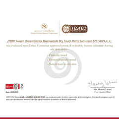 /PHD/ Niacinamide Dry Touch Matte Sunscreen SPF 50 PA++++ 40ml | Sunscreen for Oily & Acne-Prone Skin | Oil-Free, Non-Greasy, Lightweight with Broad-Spectrum UV Filters, Niacinamide & Cica