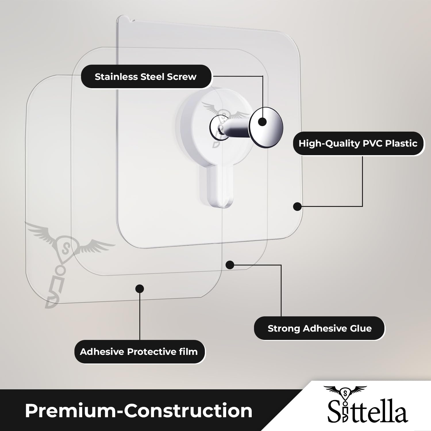 SITTELLA Stainless Steel 10 Pieces Self Adhesive Heavy Duty Nail Photo Wall Hook No Drilling Installation For Use Inside Home & Kitchen, Transparent - Home Improvement from SITTELLA - Shop in Sri Lanka at Arcade.lk