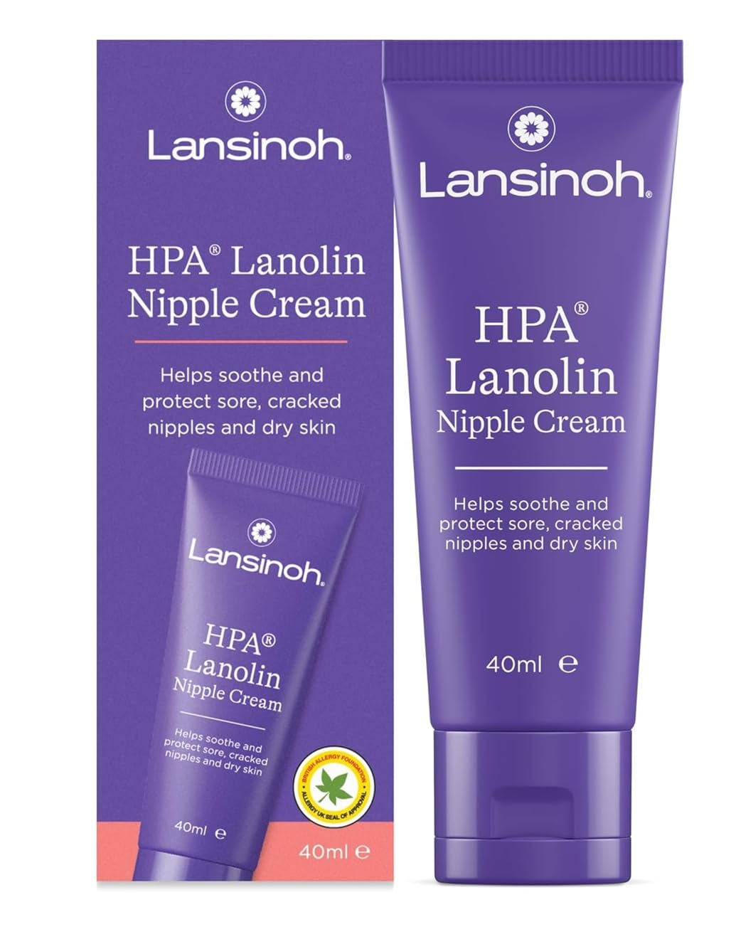 Lansinoh Nipple Cream For Cracked, Dry and Sore Nipples, Breast Feeding Moms, 100% Natural Origin HPA Lanolin, Soothing, Tasteless & Odourless, Clinically Tested, Safe For Baby, 40ml