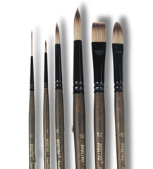 Brustro AquaStrokes Artist Brushes | Set of 6 | Ideal for Watercolour, Gouache, Acrylics, Oil Brush, Synthetic Bristles, Wooden Handle | Made for Students and Professionals Artists