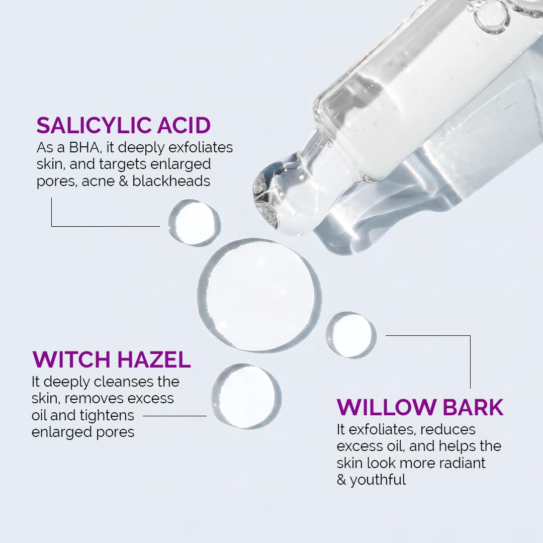 The Derma Co 2% Salicylic Acid Face Serum | Reduces acne & blackheads | Tightens pores | Exfoliates & soothes inflammation | 30 ml