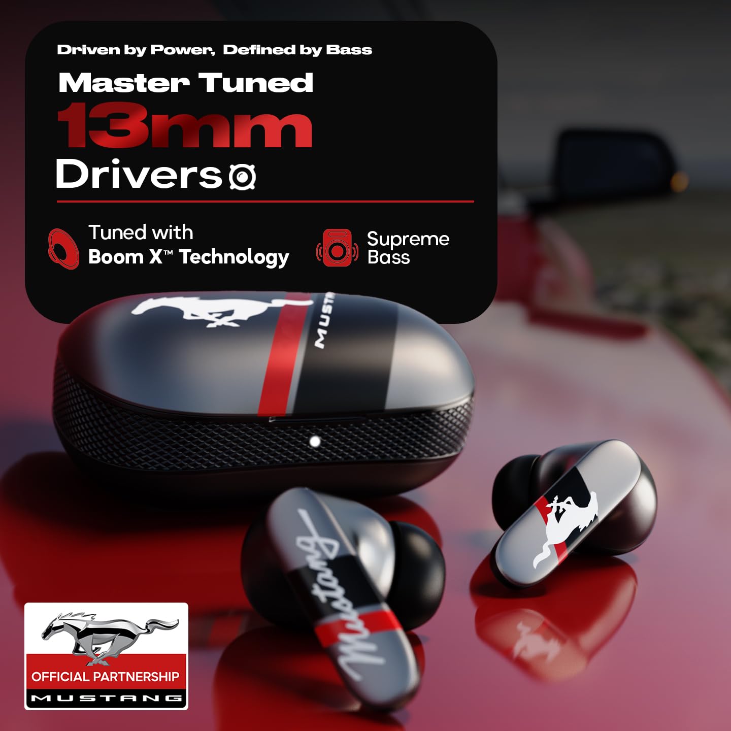 GOBOULT Mustang Dyno Earbuds with 60H Playtime, App Support, Dual Pairing, 4 Mics ENC, 45ms Low Latency, 13mm Drivers, Touch Controls, IPX5 Ear Buds Wireless (Silver)