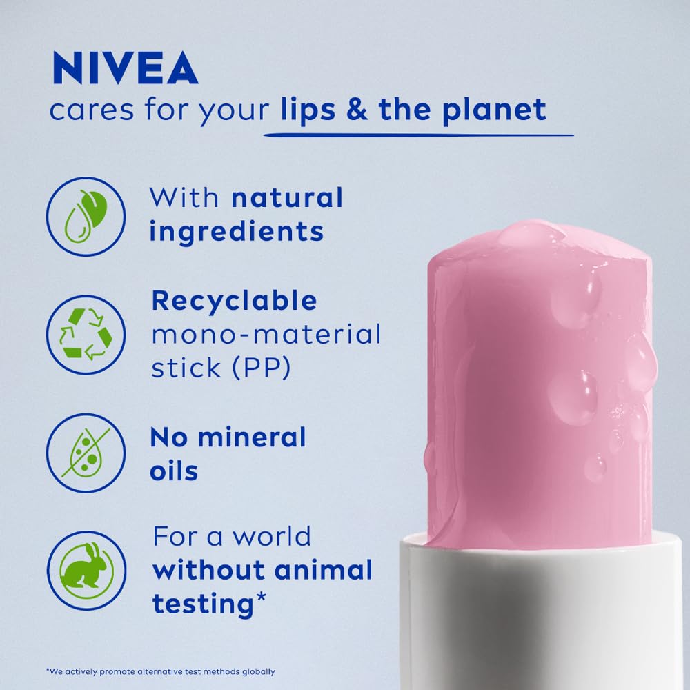 NIVEA Soft Rose Shine 4.8g Lip Balm | 24H Melt in Moisture Formula | Natural Oils | Glossy Finish,4.8 g (Pack of 1)