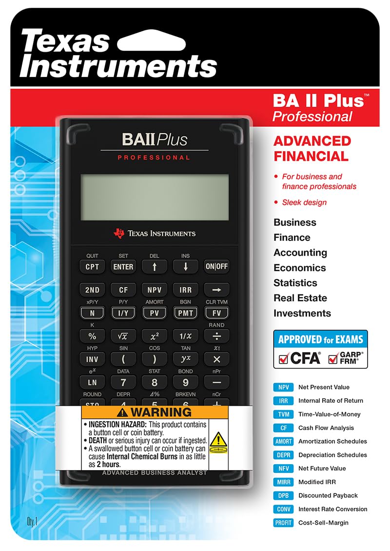 Texas Instruments BA-II Plus Professional Financial Calculator, Silver