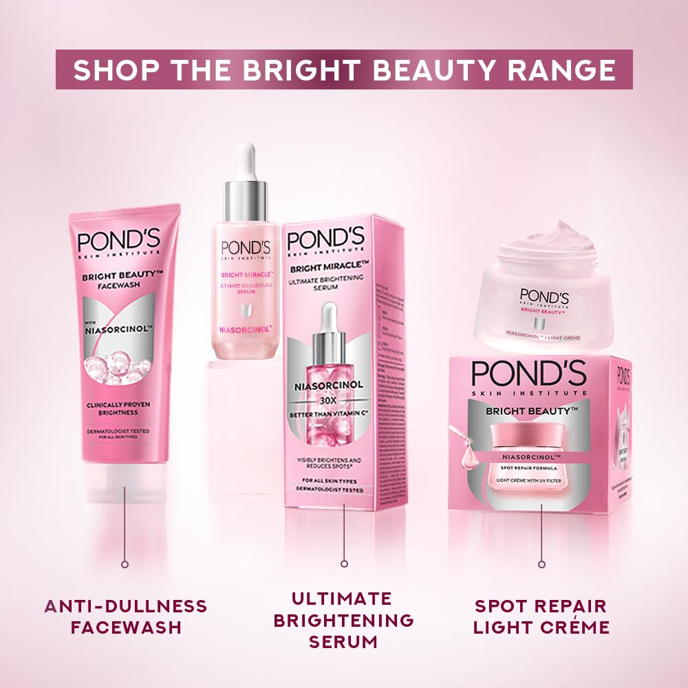 Pond's Bright Beauty Spot-less Glow Serum | Infused with Hyaluronic Acid|| Vitamin B3 | Gluta-Boost-C | 30ml