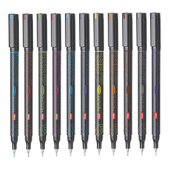 FLAIR Hotline Fineliner Metal Tip Pen | Tip Size 0.7 to 1 mm | Comfortable Grip | Fineliner Pens Set For Mandala, Sketching, Doodling, Journal and Outline | 10 Shades.|Multicolor