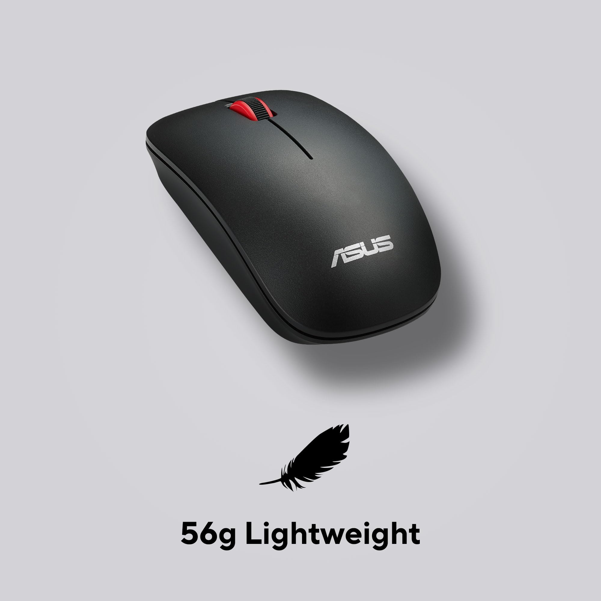 ASUS WT300 Wireless Ergonomic USB Mouse, Ambidextrous Design, Up to 1600 Dpi, Compact & Lighweight Mouse,2.4GHz Nano Dongle, Up to 15 Months of Battery Life - Black