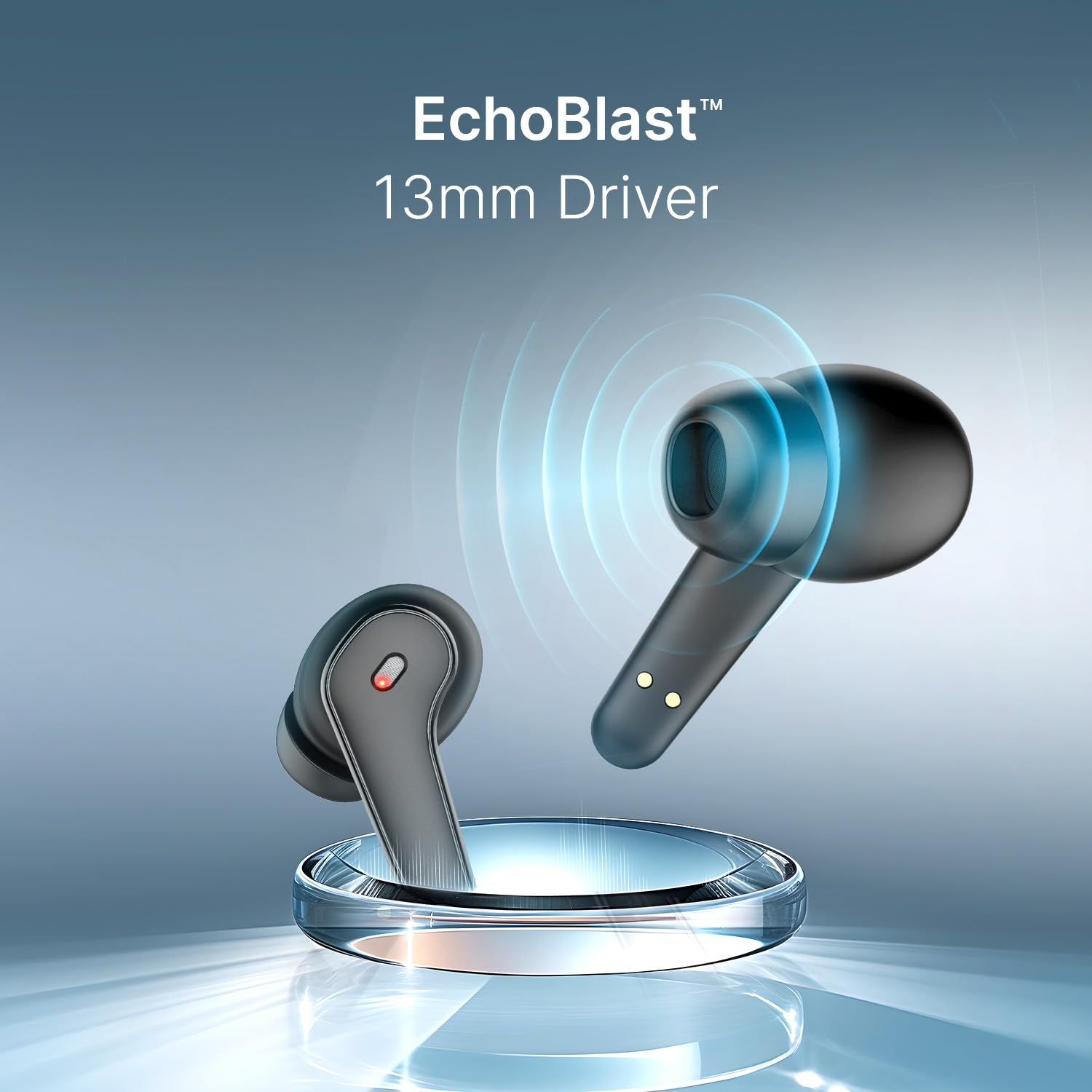 CrossBeats Slide Wireless Bluetooth Earphones for Mobile TWS Earbuds Upto 100 Hours Playtime, EchoBlast™ 13mm Bass Driver, Clearcomm™ Quad Mic ENC, 40ms Low Latency, IPX5 Rated, SnapCharge™ in 10mins