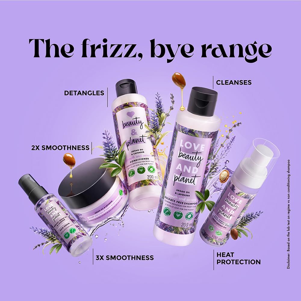 Love Beauty & Planet Argan Oil and Lavender Sulfate Free Smooth and Serene Shampoo | No Parabens | No Dyes | 200ml