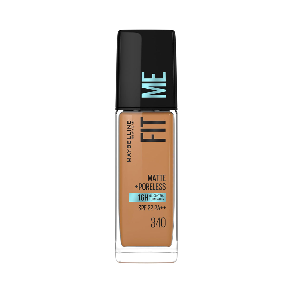 Maybelline New York Fit Me Matte + Poreless Liquid Foundation, pore minimising Foundation, lightweight formula suitable for daily use, Matte Finish Foundation for Indian Skin - 340 Cappucino, 30 ml