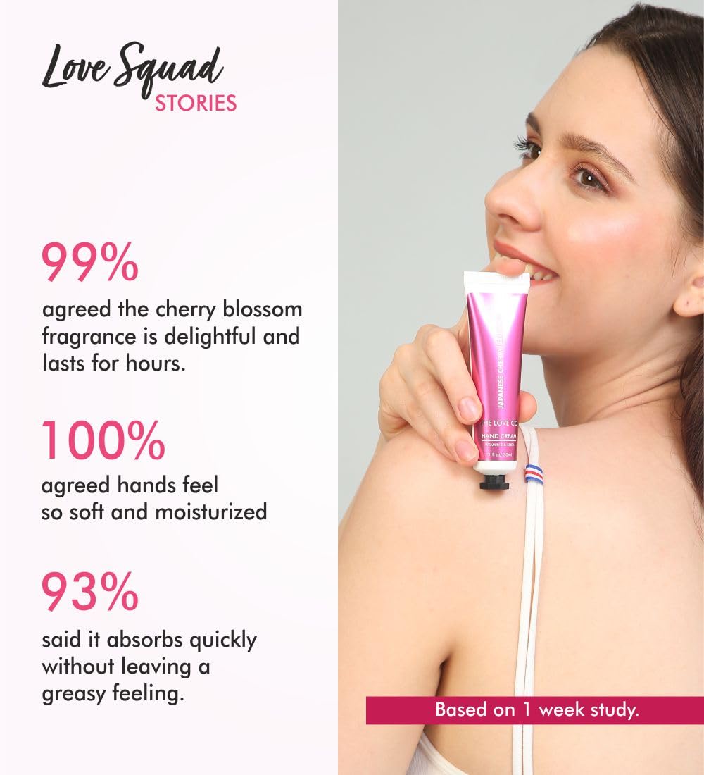 The Love Co Japanese Cherry Blossom Hand Cream | Ultra Moisturizing With Shea Butter | Non-Greasy & Lightweight | | Travel Friendly | 30g