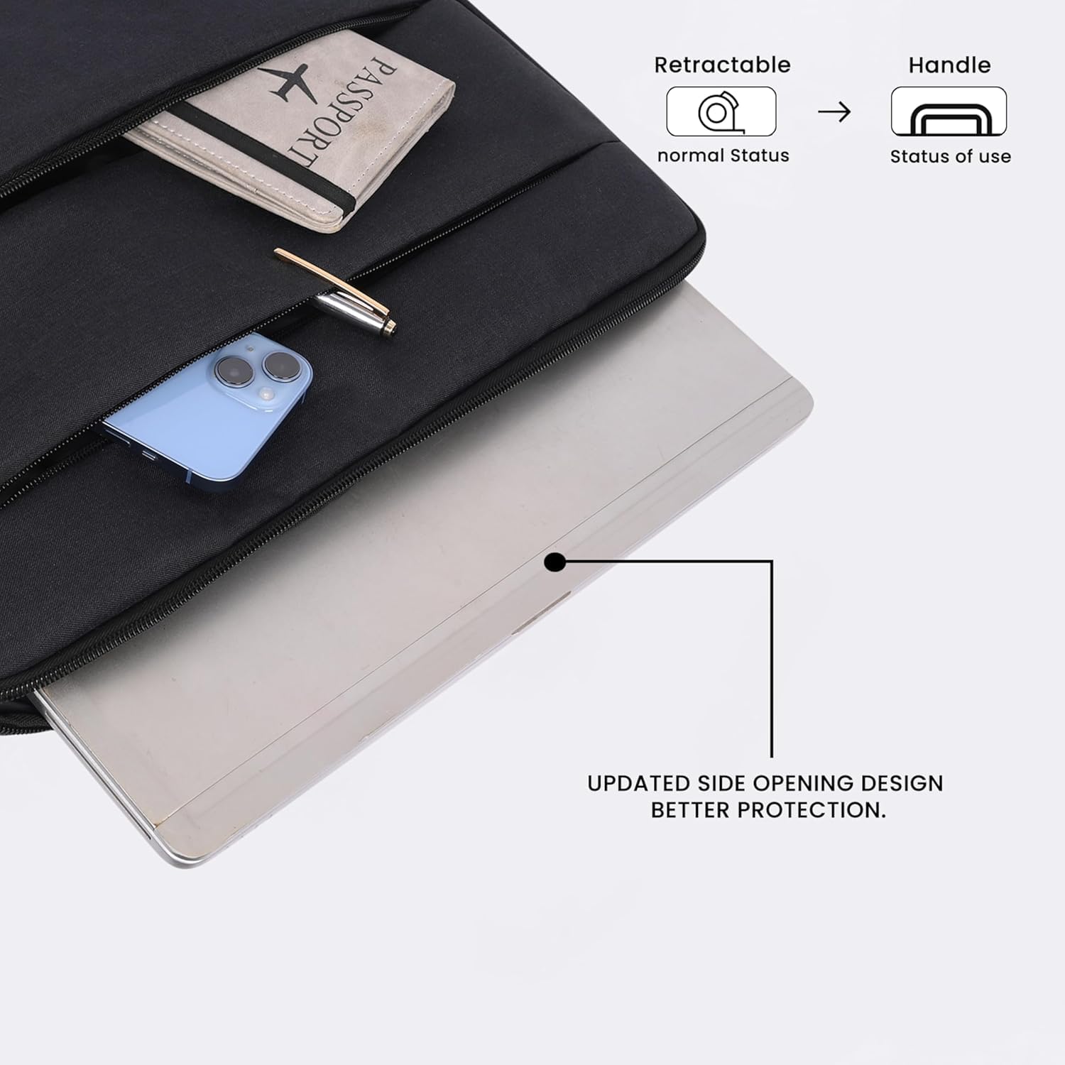 Bennett Drax Laptop Sleeve Case Cover for 39.62 Cm (15.6-Inch) Laptop MacBook, Protective (Black)