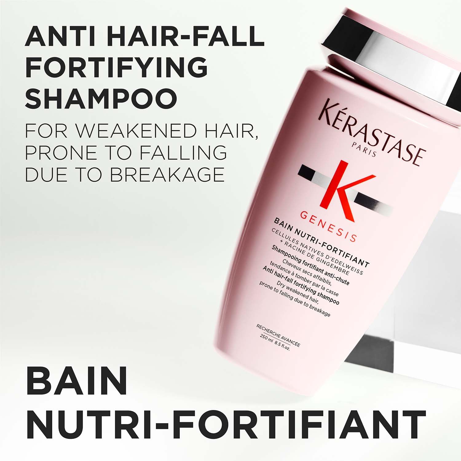 Kérastase Genesis Nutri-Fortifiant Shampoo for Hair Fall 250ml | For Normal to Dry Hair | Hair Fall Control Shampoo | Infused with Ginger Root and Edelweiss Native Cells