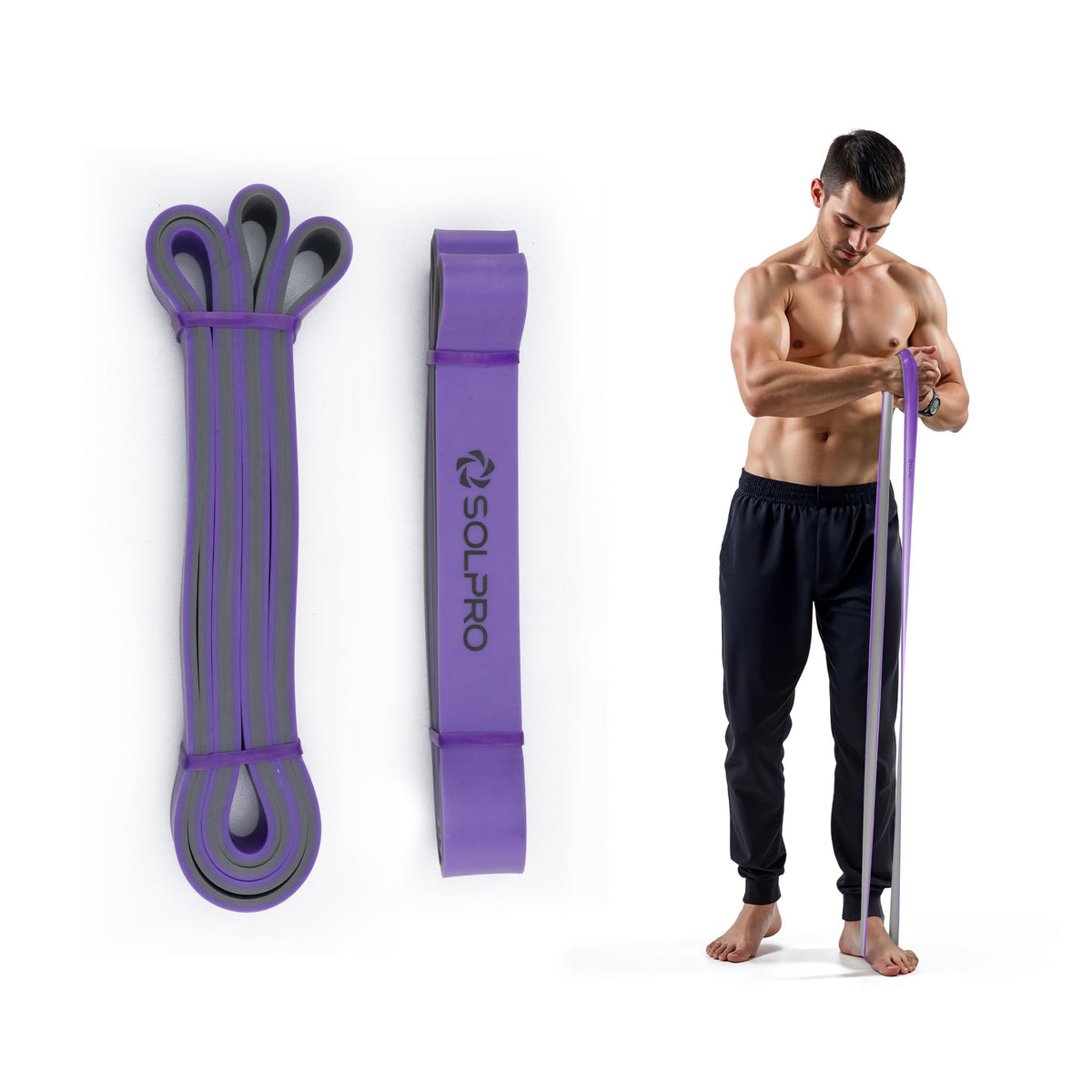 Solpro PowerFlex Max Resistance Band for Men & Women | Heavy-Duty Latex Band for Strength, Stretching, Mobility, Rehab | Ideal for Home Gym, Crossfit, Yoga, Full-Body Workouts (Purple)