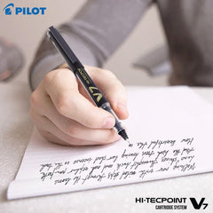Pilot V7 Hi-tecpoint Pen with cartridge system - 1 Blue, 1 Black Pen, 2 Blue cartridges, 2 Black cartridges