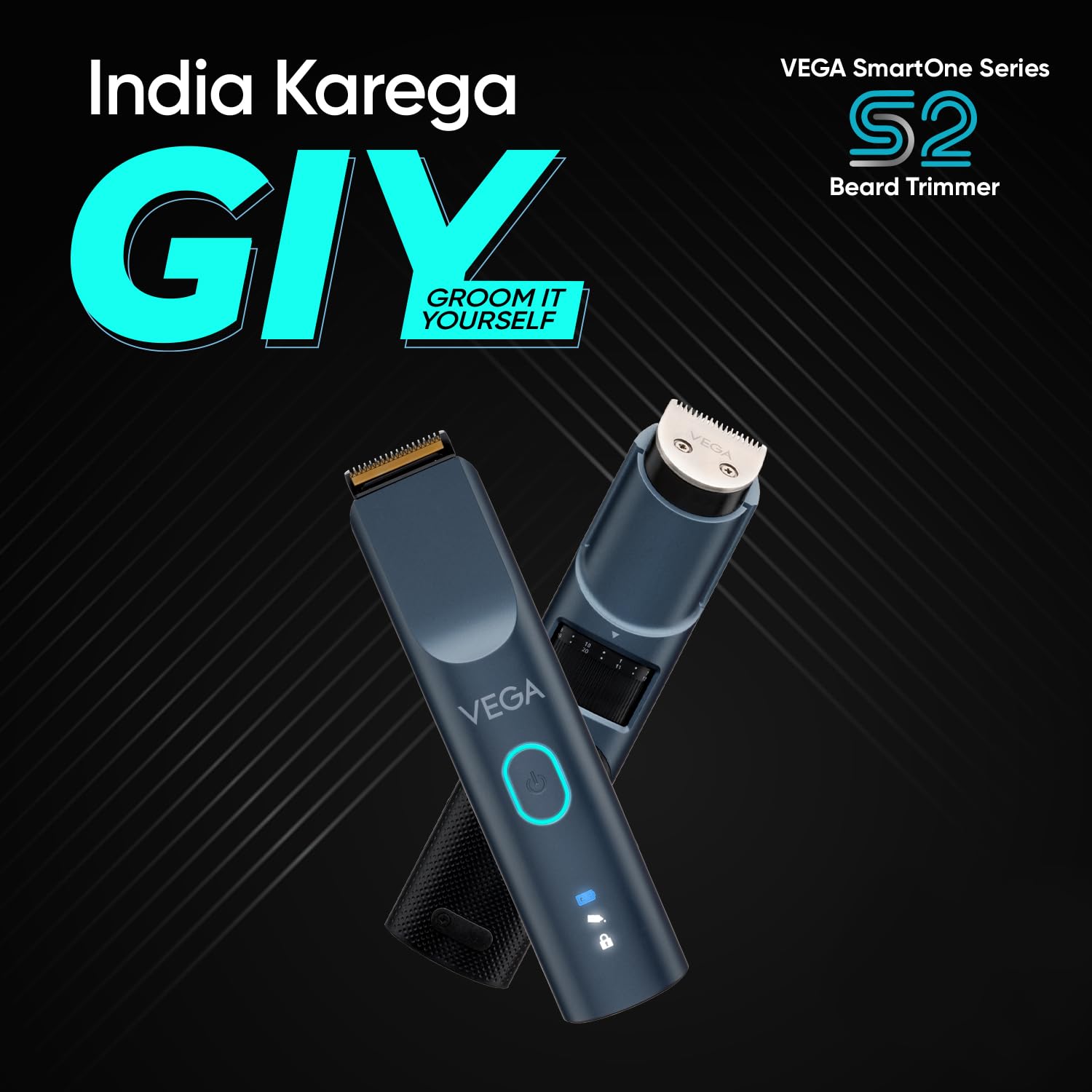 Vega Battery Powered SmartOne Series S2 Beard Trimmer for Men, 160 mins Runtime, IPX7 Waterproof 40 Length Settings, (VHTH-31), Blue - Personal Care Appliances from VEGA - Shop in Sri Lanka at Arcade.lk