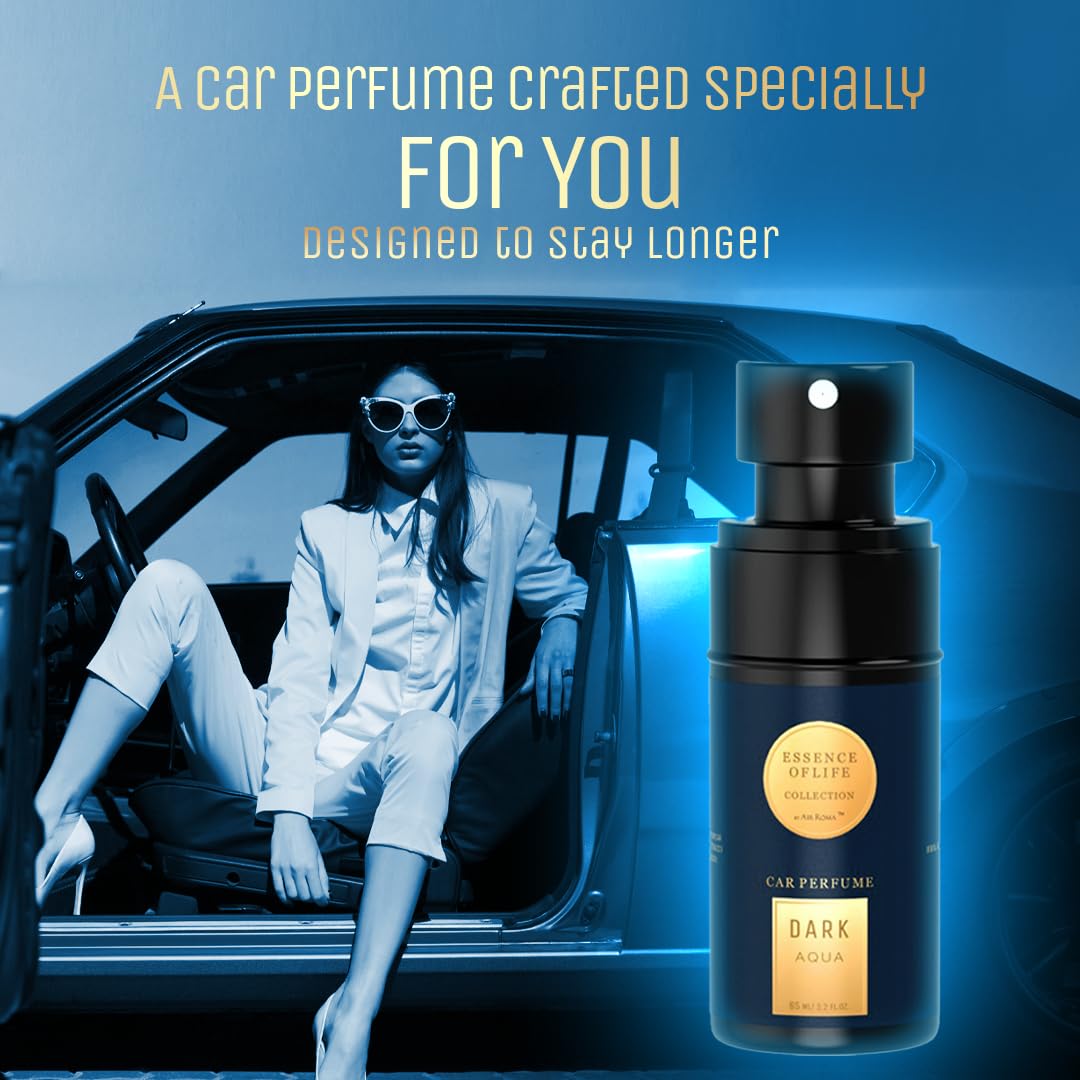 AIR-ROMA Dark Aqua Premium Car Perfume | Fine Fragrance Car Air Freshener | Anti Tobacco Anti Odour Technology | Car Accessory Interior Fabric Spray | 400+ Long Lasting Air Freshener Scent (60 Ml)