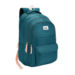 Genie, Angela School backpack for girls, 19” 36 Litres, 3 compartment with padded laptop sleeve, bottle holder & Rain Cover, Dark Green