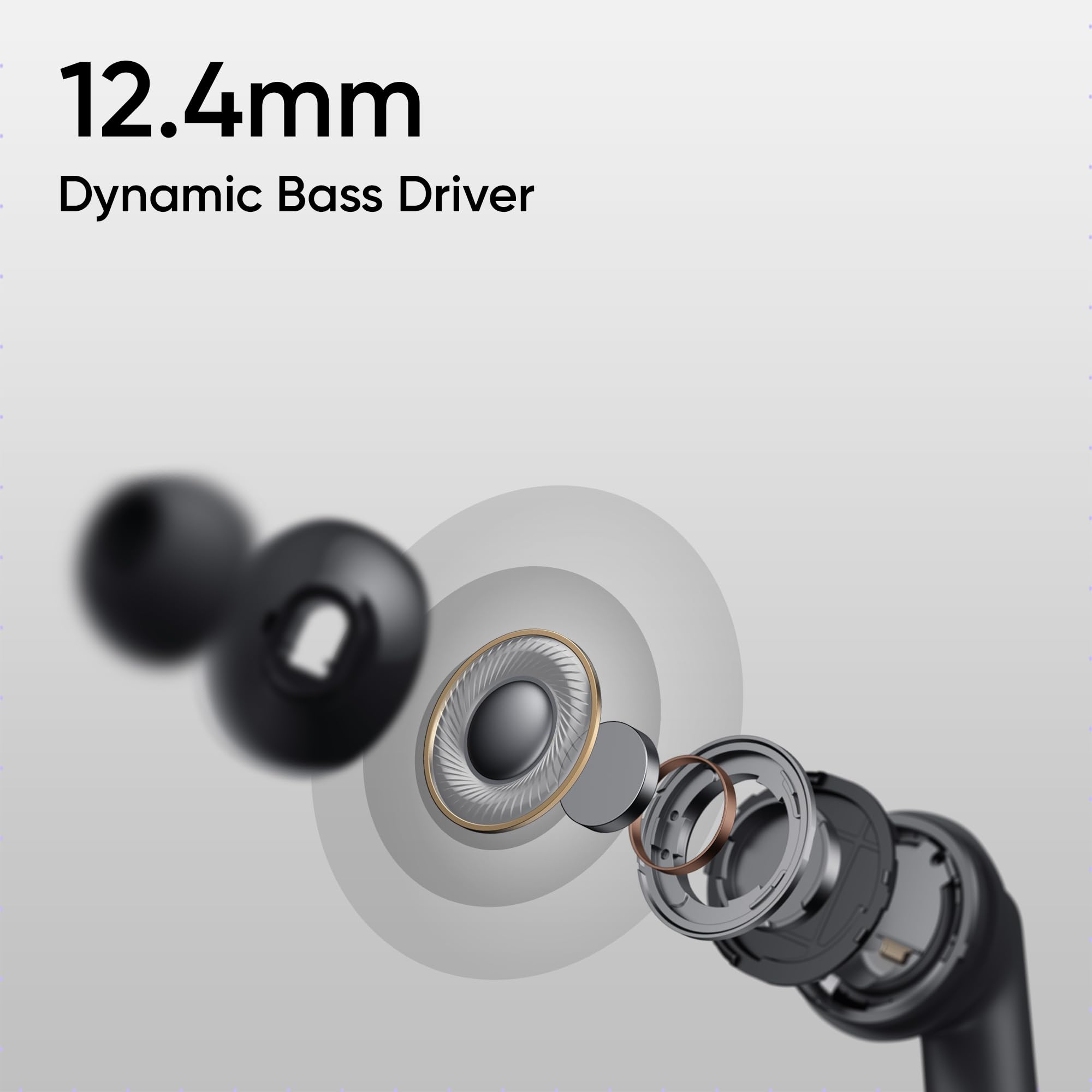 realme Buds T310 True Wireless in-Ear Earbuds with 46dB Hybrid ANC, 360° Spatial Audio, 12.4mm Dynamic Bass Driver, Upto 40Hrs Battery and Fast Charging (Vibrant Black)