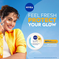 NIVEA Soft Daily SPF 15 Moisturizer | 88% UV Protection | Face & Body Cream for Healthy Glow in 5 Days | No White Cast | Vitamin E & Shea Butter | Lightweight, Quick Absorbing | 72H Hydration | 50ml