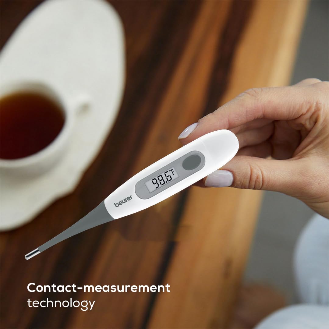 Beurer German Engineering FT 12 Digital Flexi Thermometer for Fever Measurement | Fast & Accurate measurement in °C & °F | 100% Waterproof Design | For Oral, Underarm & Rectal Use