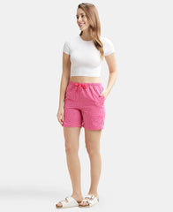 Jockey Shorts for Women with Side Pocket & Drawstring Closure RX15_Ruby Assorted Checks_XS