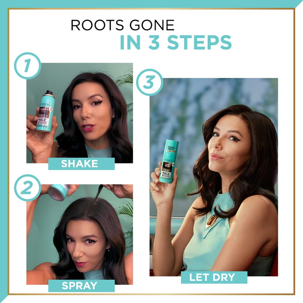 L'Oréal Paris Instant Root Concealer Spray, Ideal for Touching Up Grey Root Regrowth, Magic Retouch, 1 Black, 75ml