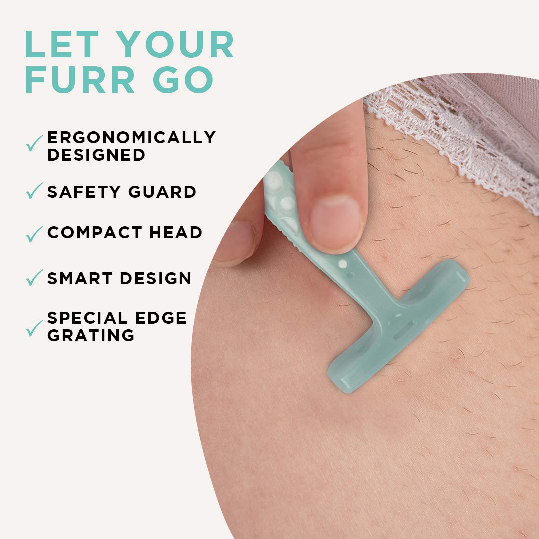FURR Bikini Line Razor With Chromium and PTFE Coated Reusable Blade | With Protective Sleeve & Anti Slip Grip | Painless Hair Removal | Irritation & Rash Free Shaving | For Women | Pack Of 1
