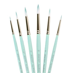 BRUSTRO AquaBloom Artist's Paint Brushes | Round | Set of 6 - Sizes (0, 2, 4, 6, 8, 10) | Wooden Handle, Comfortable Grip, Synthetic Bristles, Ideal for Watercolour, Gouache, Painting