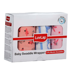 LuvLap 100% Cotton Muslin Baby Swaddle Set, Pack of 3, Size-120cm x 100cm (47"x39"), Penguin Rabbit Print, 0-18 Month+, Printed Muslin Swaddle Wrap for New Born Baby - Baby Product from LuvLap - Shop in Sri Lanka at Arcade.lk