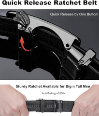 Contacts Genuine Leather Belt for Men with Easier Adjustable Autolock Buckle - Micro Adjustable Belt Fit Everywhere |Formal & Casual | Elegant Gift Box - (60-Black-Waist Size Fit From 28" to 42")