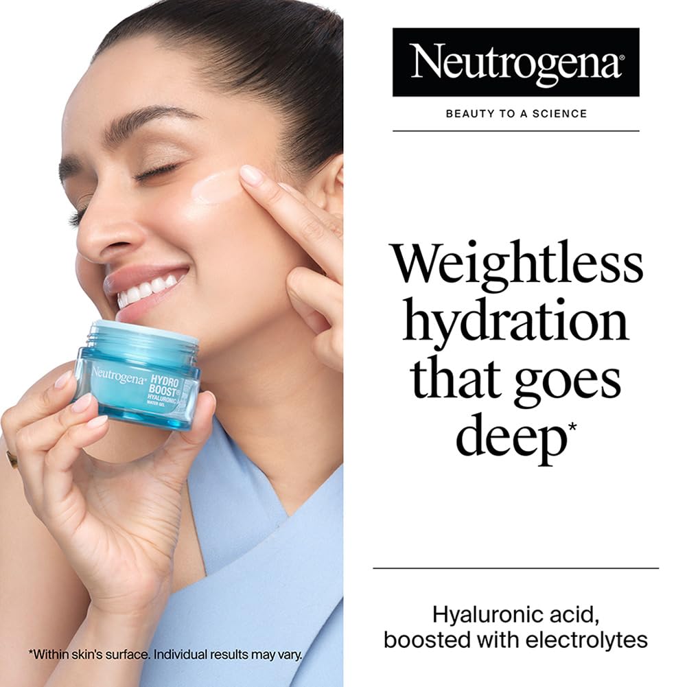 Neutrogena Hydro Boost Hyaluronic Acid Face Moisturizer | Oil‑Free Water Gel | 24H Hydration | Non‑Sticky & Fast Absorbing | For All Skin Types | Men & Women | 13 g
