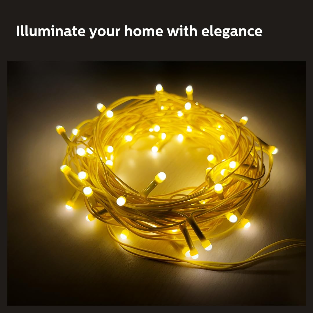 PHILIPS Starlit 12 Meter 72 LEDs String Light for Decoration | Decorative LED String Light | Warm White, Pack of 1