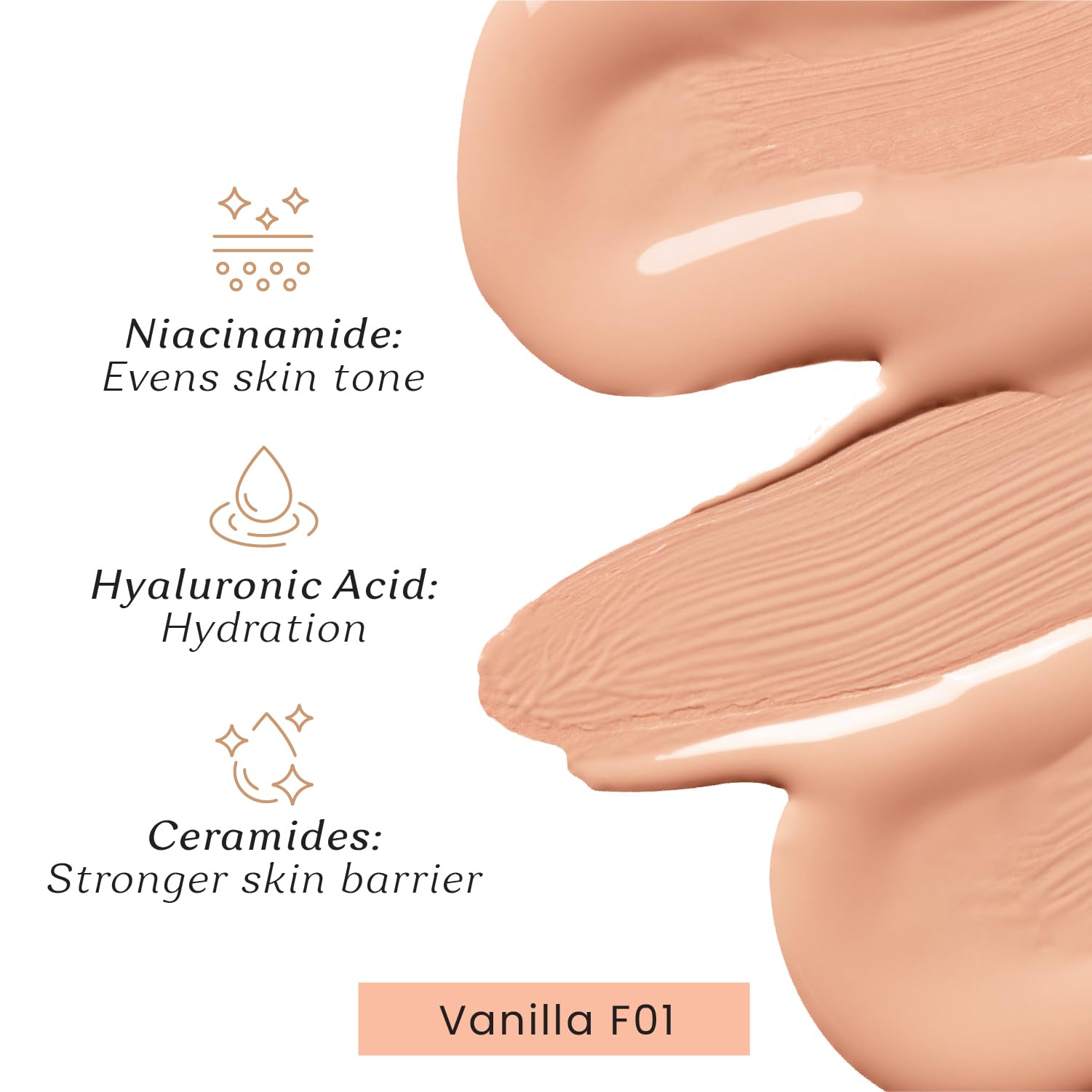 Color Cupid Truly Me Liquid Foundation | High Coverage, Easy Blend | Everyday Comfort, Longwear, Second skin finish | Triple power of Niacinamide, Ceramides and Hyaluronic Acid | Vanilla | 30ml