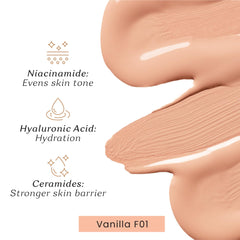 Color Cupid Truly Me Liquid Foundation | High Coverage, Easy Blend | Everyday Comfort, Longwear, Second skin finish | Triple power of Niacinamide, Ceramides and Hyaluronic Acid | Vanilla | 30ml