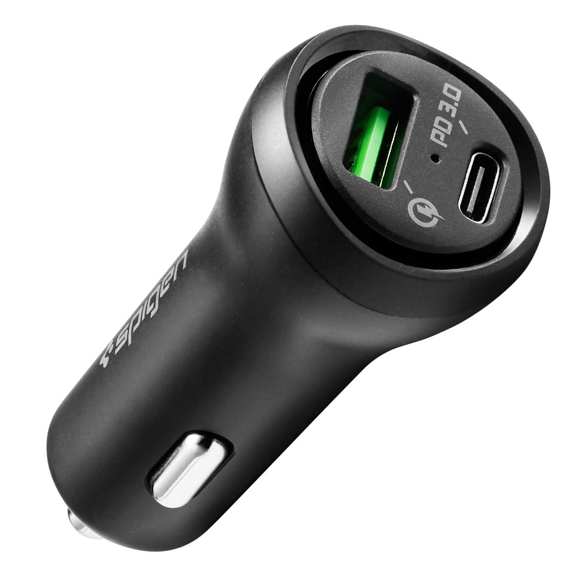 Spigen Car Charger Adapter F31QC Max 45w (27W+18W)[PD3.0][QC3.0] Quick and Fast Charging - Black