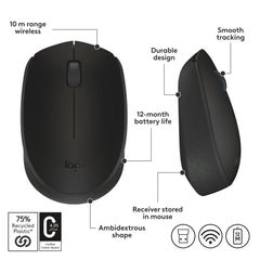 Logitech B170 Wireless Mouse with USB Receiver,(Black)