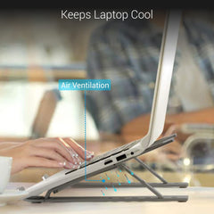 Portronics My Buddy K Portable Laptop Stand with Adjustable Height, Foldable, OverHeating Protection for Laptops & MacBooks (Grey) - Laptop Stands from Portronics - Shop in Sri Lanka at Arcade.lk