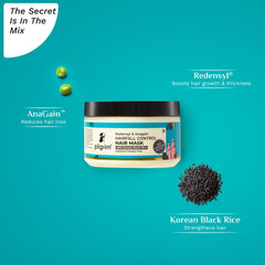 Pilgrim Redensyl & Anagain Hairfall Control Hair Mask with Black Korean Rice 200gm | Reduces Hair Loss Boost Hair Growth and Thickness| For Men & Women | Sulphate and Paraben Free |