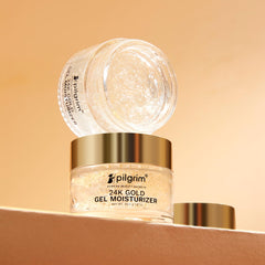 Pilgrim 24k Gold Gel Moisturizer with Hyaluronic Acid & Alpha Arbutin for men & women 50gm | Moisturizer for face | Reduces dark spots | Gives luxurious glow | Non-greasy