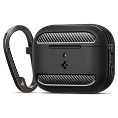 Spigen AirPods Pro 3 Cover Case, Carabiner Included, [Shock Proof] [Light & Compact], Rugged Armor - Matte Black