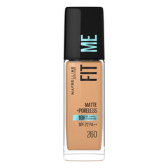 Maybelline New York Fit Me Matte + Poreless Foundation Shade 260 | Natural Matte Finish with 16H Oil Control, Non Comedogenic, Blurs Pores, 30ml