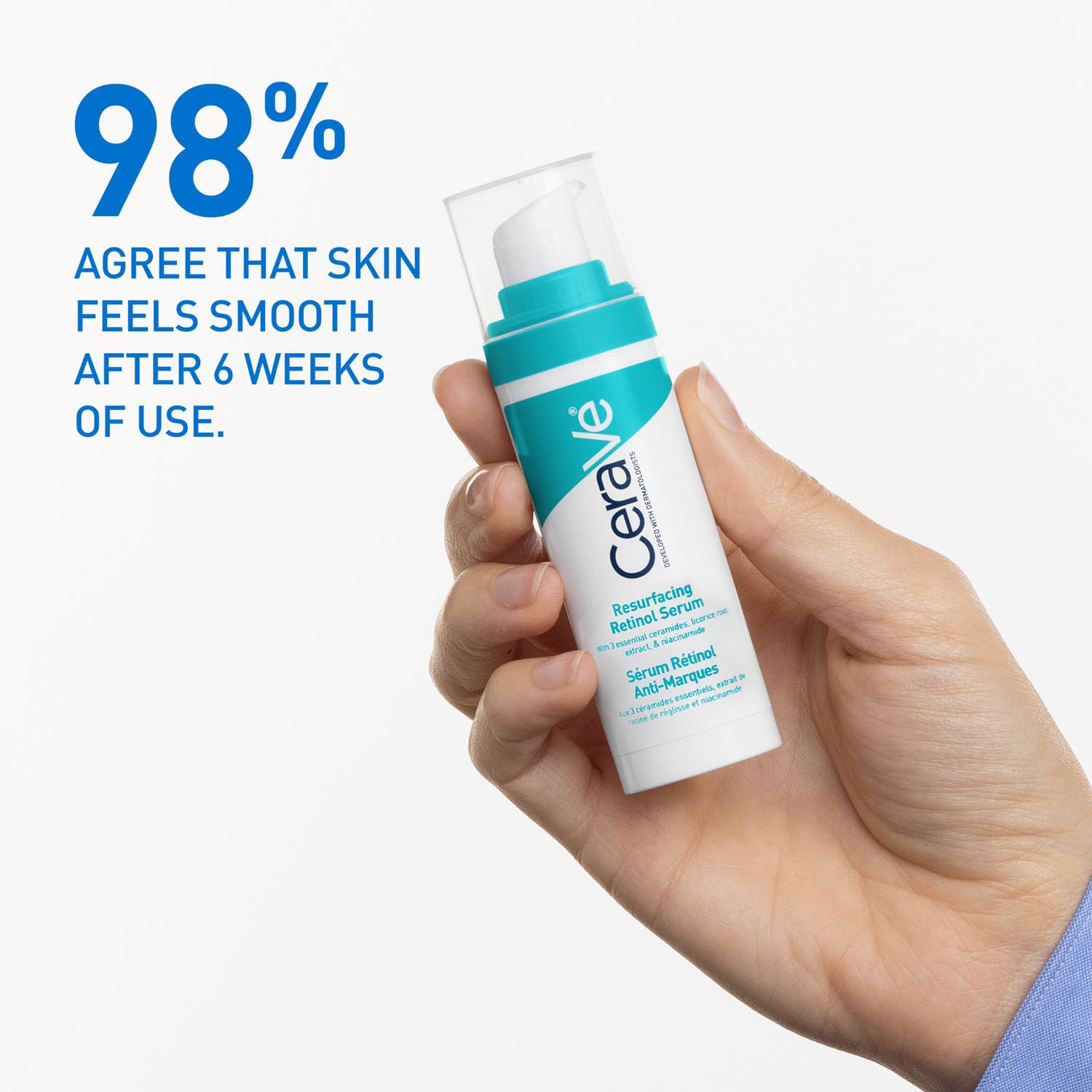 CeraVe Resurfacing Retinol Serum For Blemish-Prone Skin, Reduces Post Acne Marks & Pores, Formulated with Licorice Root Extract & Niacinamide, Non-Comedogenic, 30ml