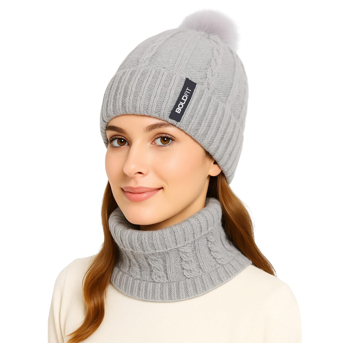 Boldfit Woolen Winter Cap for Women with Neck Warmer Soft Woolen Cap for Girls in Winter for Thermal Wear Stylish Warm Wear for Girls Woolen Garam Topaa Cap Branded Bennies Grey